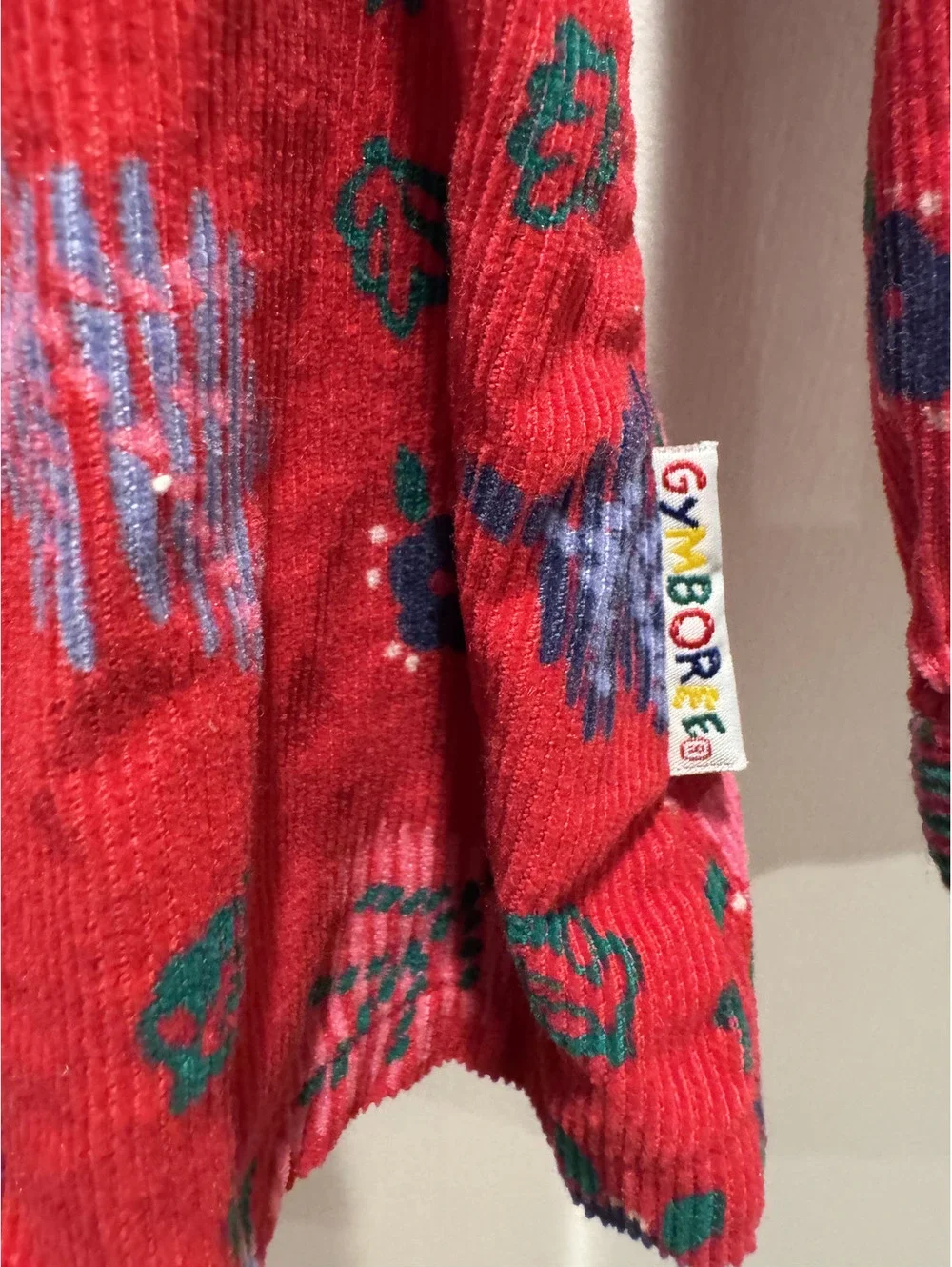 Vintage Rainbow Gymboree Girls XX-Large Red Floral Corduroy Button-Up Shirt